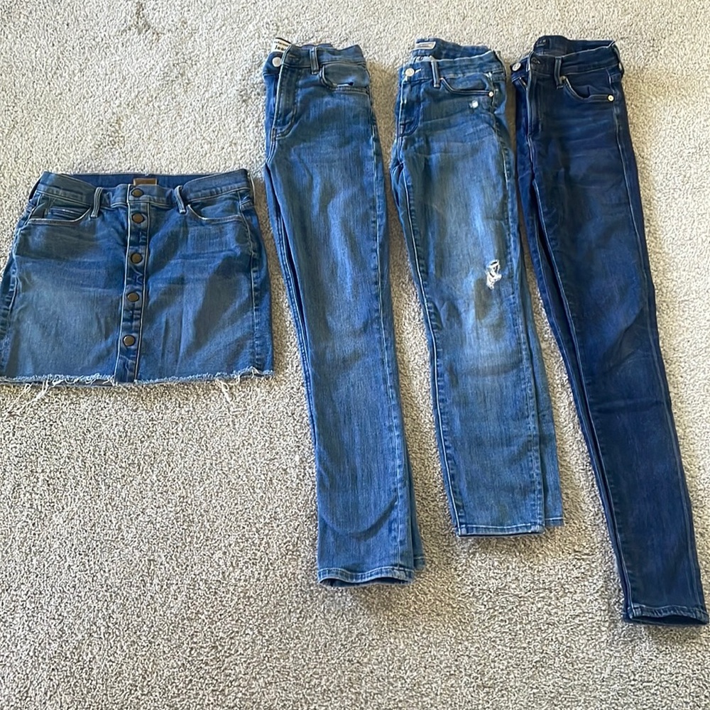 DENIM bundle! Mother denim skirt and 3 pairs of jeans (various designers)